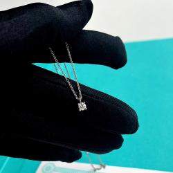 Tiffany & Co. Platinum Single Diamond Pendant Necklace 