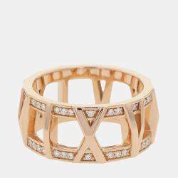 Tiffany & Co. 18K Rose Gold and Diamond Atlas Band Ring EU 51