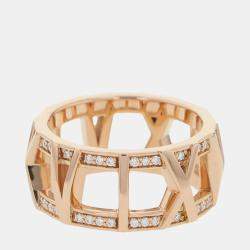 Tiffany & Co. 18K Rose Gold and Diamond Atlas Band Ring EU 51