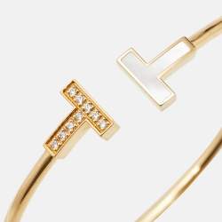 Tiffany & Co. Tiffany T Diamond Mother of Pearl 18k Yellow Gold Bracelet