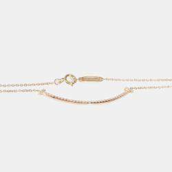 Pre Owned Tiffany & Co. 18K Rose Gold and Diamond T Smile Pendant Necklace