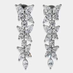 Pre Owned Tiffany & Co. Platinum Diamond Victoria Mixed Cluster Drop Earrings