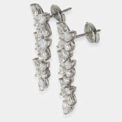 Pre Owned Tiffany & Co. Platinum Diamond Victoria Mixed Cluster Drop Earrings
