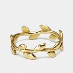 Tiffany & Co. Paloma Picasso Olive Leaf 18k Yellow Gold Narrow Ring Size 57