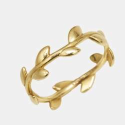 Tiffany & Co. Paloma Picasso Olive Leaf 18k Yellow Gold Narrow Ring Size 57