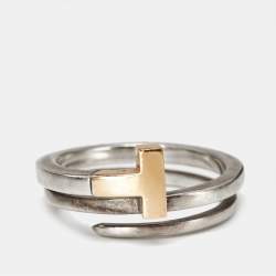 Tiffany & Co. T Square 18K Rose Gold Sterling Silver Wrap Ring Size 57