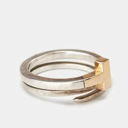 Tiffany & Co. T Square 18K Rose Gold Sterling Silver Wrap Ring Size 57