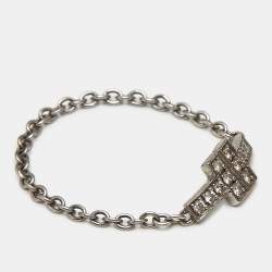 Tiffany & Co. Tiffany T Diamonds 18k White Gold Chain Ring Size 58