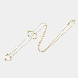 Tiffany & Co. 18K Yellow Gold Elsa Peretti Open Heart 3 Motifs Necklace