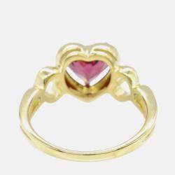 Tiffany & Co. 18K Yellow Gold Garnet Heart Ring EU 55