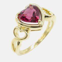 Tiffany & Co. 18K Yellow Gold Garnet Heart Ring EU 55