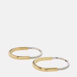 Pre Owned Tiffany & Co. Padlock Extra Large 18K White Gold, Yellow Gold Earring