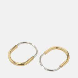 Pre Owned Tiffany & Co. Padlock Extra Large 18K White Gold, Yellow Gold Earring