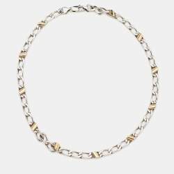 Tiffany & Co Sterling Silver 18K Gold Chain Link Necklace