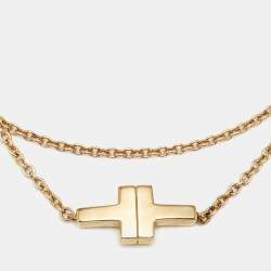 Pre Owned Tiffany & Co. Tiffany T 18k Yellow Gold Double Chain Bracelet