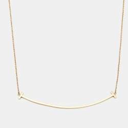 Pre Owned Tiffany & Co. T Smile 18k Yellow Gold Large Necklace
