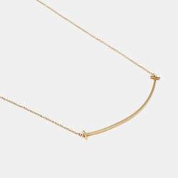 Pre Owned Tiffany & Co. T Smile 18k Yellow Gold Large Necklace