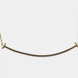Pre Owned Tiffany & Co. T Smile 18k Yellow Gold Large Necklace