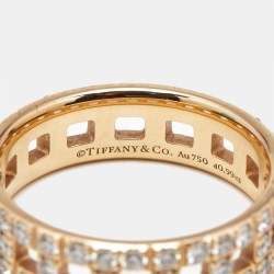 Pre Owned Tiffany & Co. Tiffany True Diamonds 18k Yellow Gold Ring Size 53