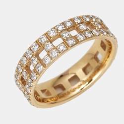 Pre Owned Tiffany & Co. Tiffany True Diamonds 18k Yellow Gold Ring Size 53