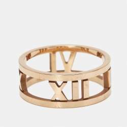Pre Owned Tiffany & Co. Atlas 18k Rose Gold Ring Size 51
