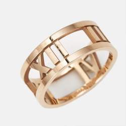 Pre Owned Tiffany & Co. Atlas 18k Rose Gold Ring Size 51
