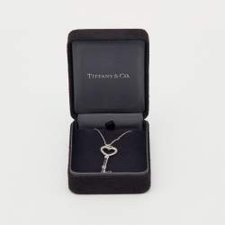 Pre Owned Tiffany & Co. Tiffany Keys Diamond 18K White Gold Heart Key Pendant Necklace