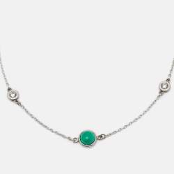 Pre Owned Tiffany & Co. Elsa Peretti Color By the Yard Diamonds Turquoise Sterling Silver Bracelet
