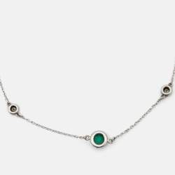 Pre Owned Tiffany & Co. Elsa Peretti Color By the Yard Diamonds Turquoise Sterling Silver Bracelet