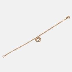 Pre Owned Tiffany & Co. Open Heart 18k Rose Gold Charm Bracelet