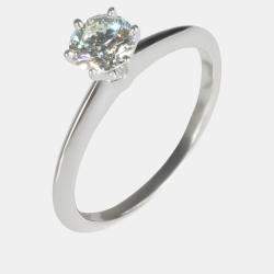 مملوكة مسبقًا Tiffany & Co. Platinum 0.76 ct Round Brilliant Diamond Engagement Ring EU 58.5