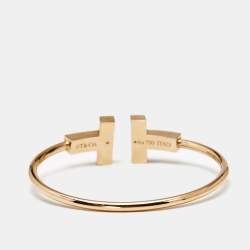 Pre Owned - Tiffany & Co. Tiffany T Mother of Pearl 18k Rose Gold Wide Bracelet