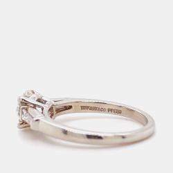 Pre Owned Tiffany & Co. Round 1.06 Ct Three Stone Baguette Diamond Engagement Ring EU 52