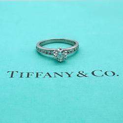 Pre Owned Tiffany & Co. Channel Set Round Diamond 0.74 Ct  Engagement Ring EU 49