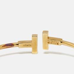 مملوكة مسبقًا Tiffany & Co. Tiffany T Wire Turquoise Diamonds 18k Yellow Gold Bracelet