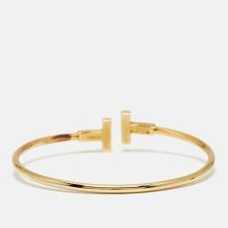 مملوكة مسبقًا Tiffany & Co. Tiffany T Wire Turquoise Diamonds 18k Yellow Gold Bracelet