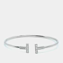 Pre Owned Tiffany & Co. Tiffany T Wire Diamonds 18k White Gold Bracelet