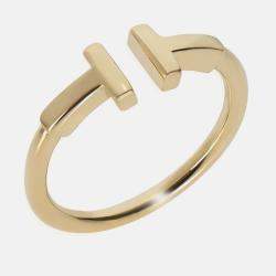 Pre Owned Tiffany & Co. T-Wire 18K Yellow Gold Band Ring EU 51