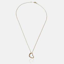 Pre Owned Tiffany & Co. Elsa Peretti Open Heart 18K Yellow Gold Pendant Necklace