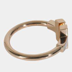 Pre Owned Tiffany & Co. T Wire 18K Rose Gold and Diamond Band Ring EU 52
