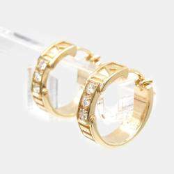 Pre Owned Tiffany & Co. Atlas 18k Rose Gold Diamond Hoop Earrings