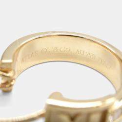 Pre Owned Tiffany & Co. Atlas 18k Rose Gold Diamond Hoop Earrings