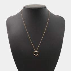 Pre Owned Tiffany & Co. T Two Circle Diamond 18K Pink Gold Pendant Necklace