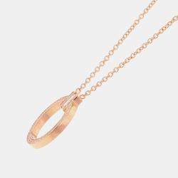 Pre Owned Tiffany & Co. T Two Circle Diamond 18K Pink Gold Pendant Necklace
