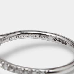 Pre Owned Tiffany & Co. Tiffany Soleste Emerald Diamonds Platinum Ring Size 51