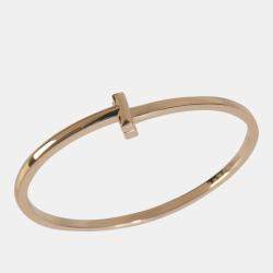 Pre Owned Tiffany & Co. Tiffany T 18K Rose Gold Narrow Bracelet