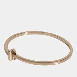 Pre Owned Tiffany & Co. Tiffany T 18K Rose Gold Narrow Bracelet