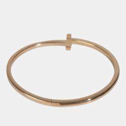 Pre Owned Tiffany & Co. Tiffany T 18K Rose Gold Narrow Bracelet