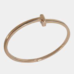 Pre Owned Tiffany & Co. Tiffany T 18K Rose Gold Narrow Bracelet