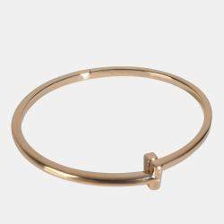 Pre Owned Tiffany & Co. Tiffany T 18K Rose Gold Narrow Bracelet